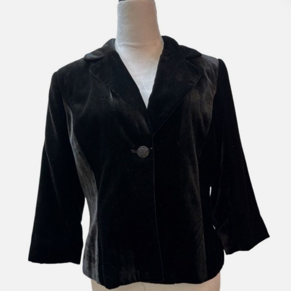 NWOT Nicole by Nicole Miller Black Velvet Blazer Jacket Cinched at Waist size 8
